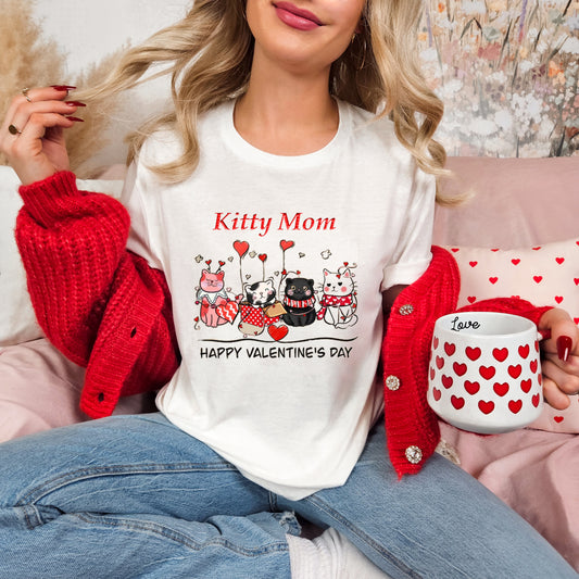 Valentine for Cat Mom, Kitty Mom Valentine, Cute Shirt for Cat Mom, Comical Kitty Mom Valentine