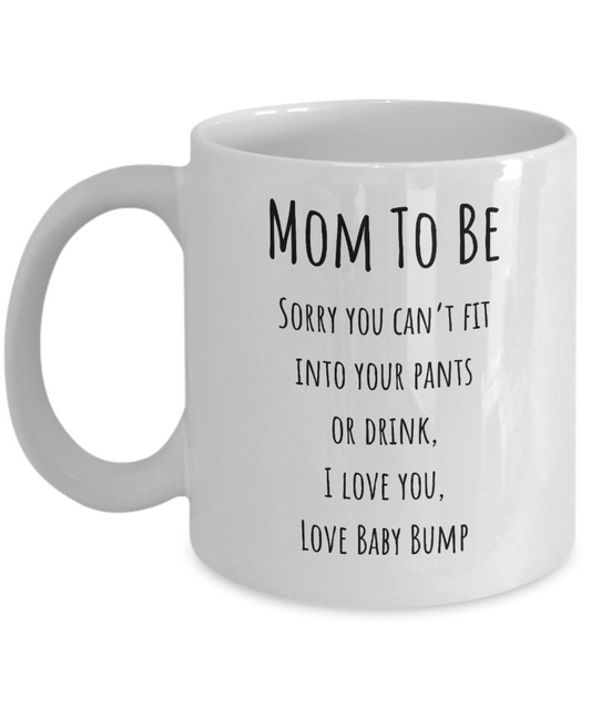 mom to be mug, first time mom, first time mother, baby bump